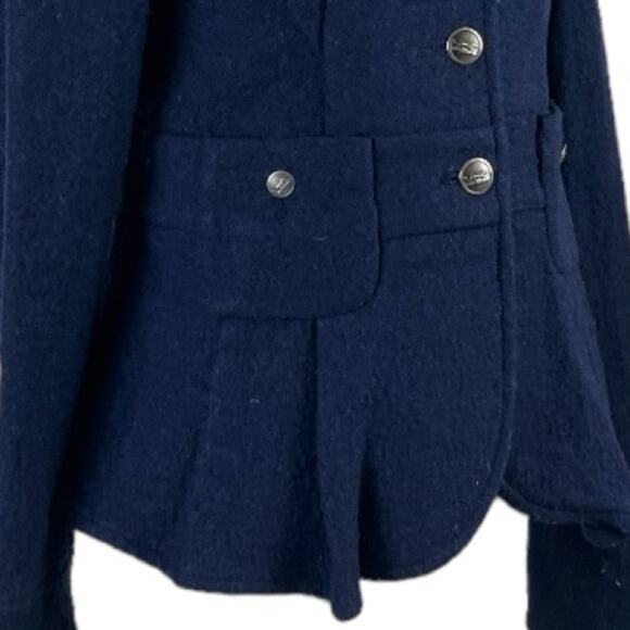 Elevenses Blazer 4 Button Closure Wool Blend Princess Seams Navy Blue Size 6 - Picture 10 of 13